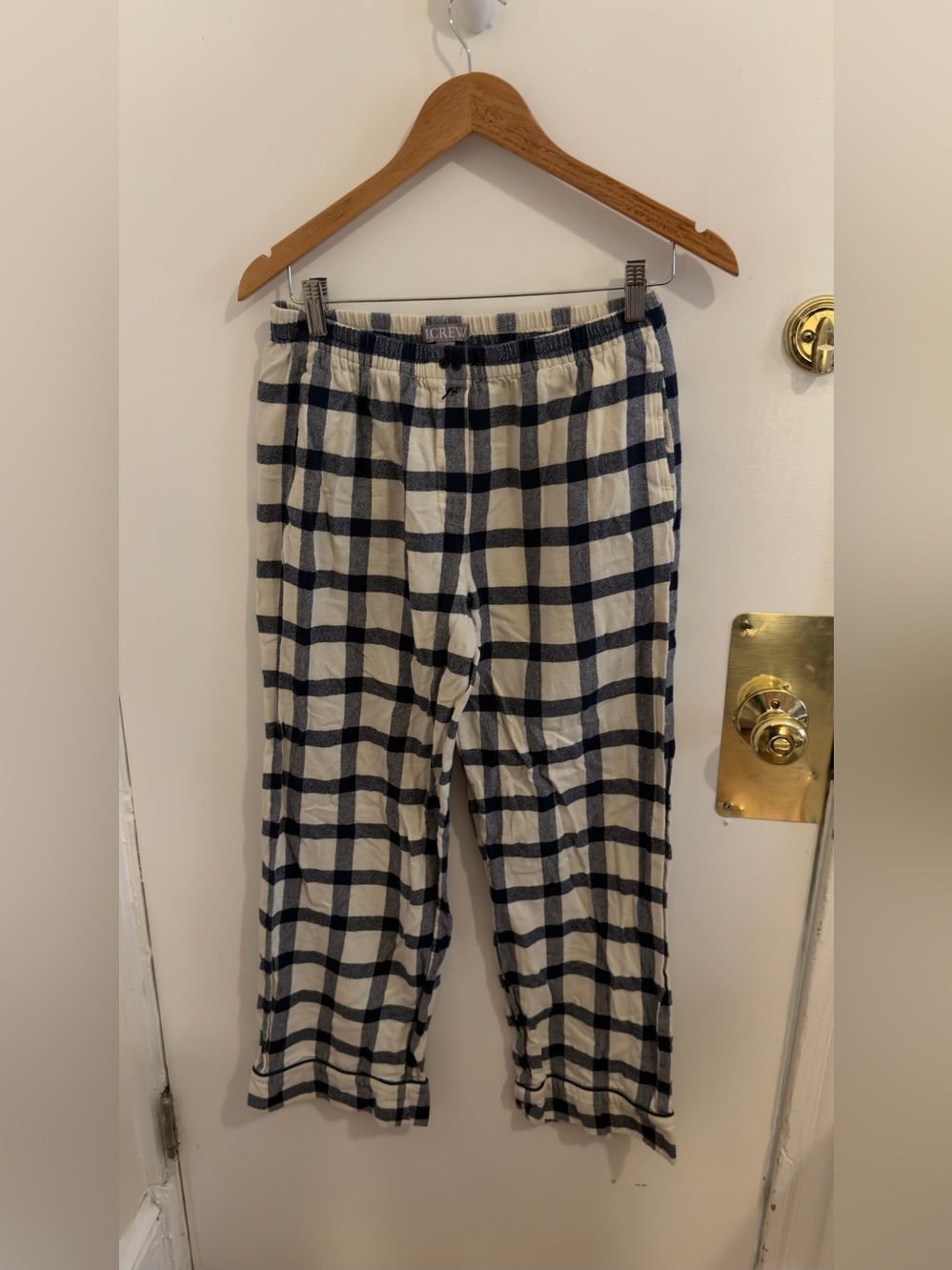J. Crew Navy and Cream Checked Lounge Pants